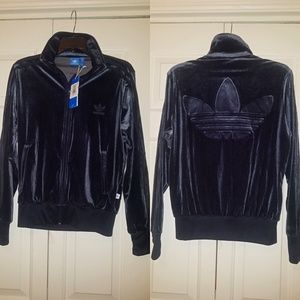 Adidas womens size M trefoil velvet track jacket